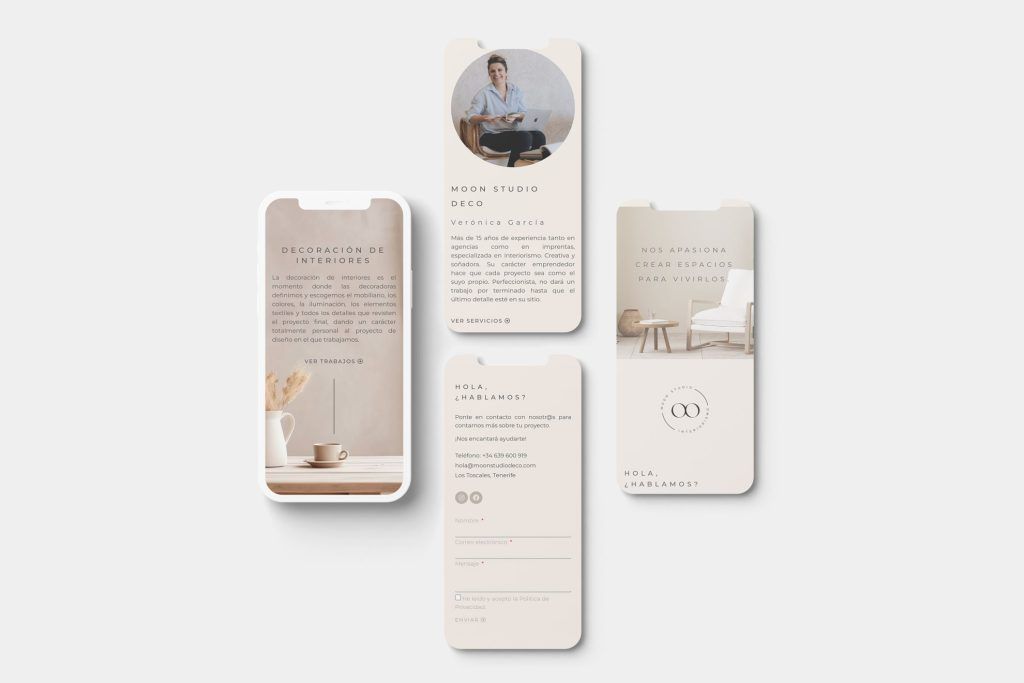 Diseño web para Moon Studio. vista móvil.
