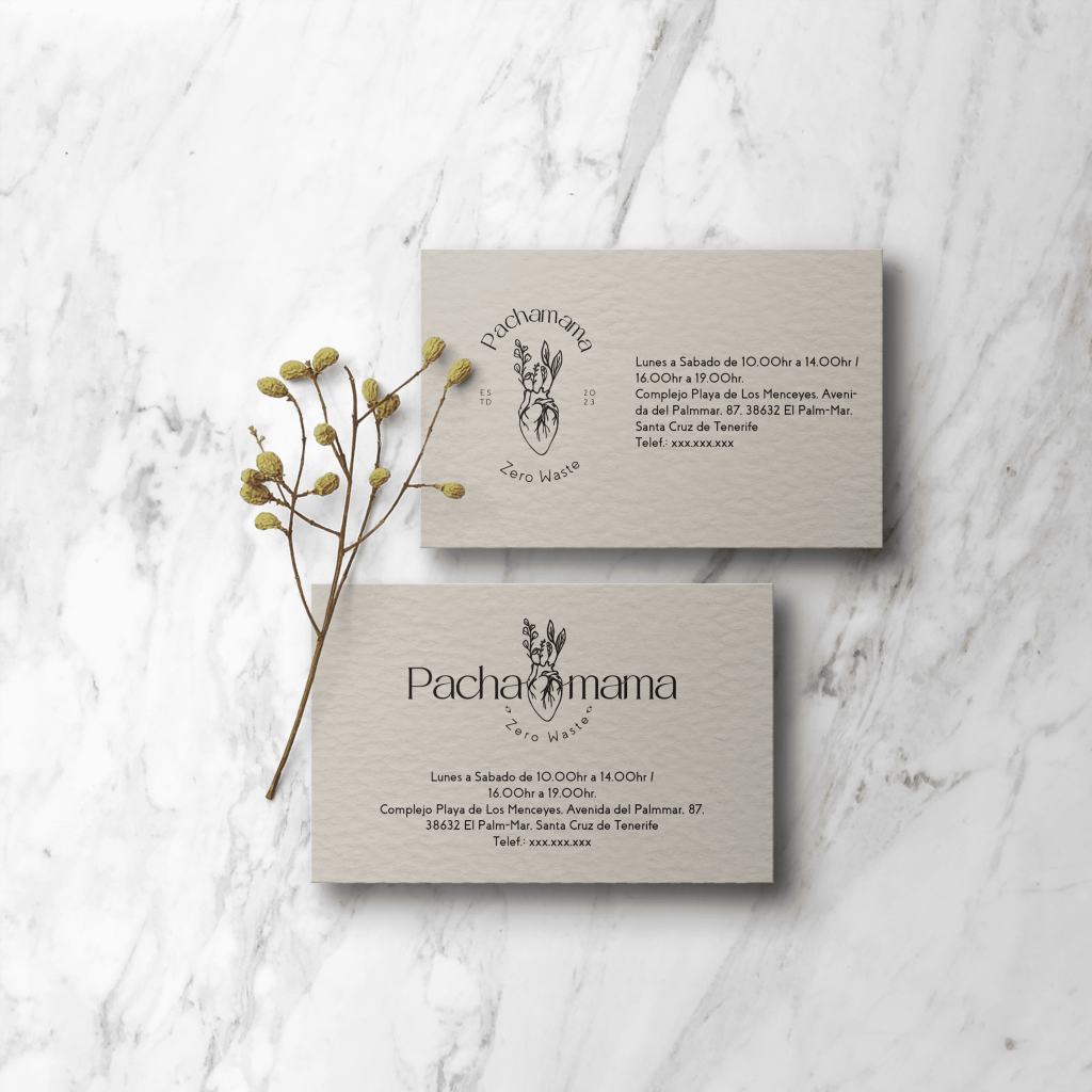 tarjetas de presentación de Pachamama Zero Waste