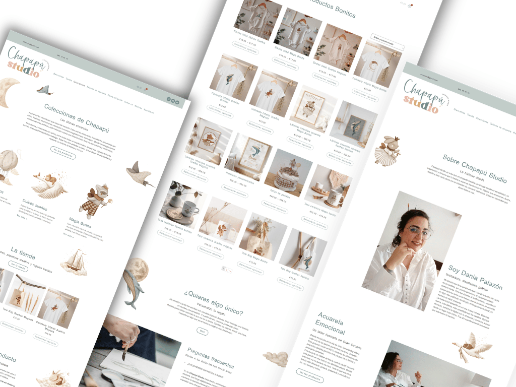 Diseño web y tienda online para Chapapú, marca de acuarelas y regalos personalizados